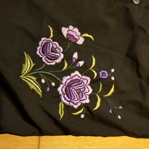 Floral Embroidered Parachute Snowboard Rave Pants - Picture 2 of 5